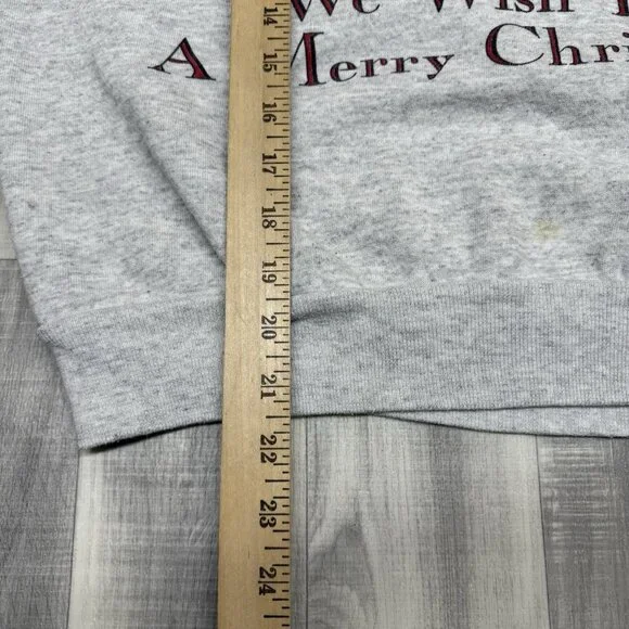 ✅VTG Mickey Minnie Mouse Pluto Goofy Donald Daffy Christmas Sweatshirt M *STAIN - Picture 9 of 13